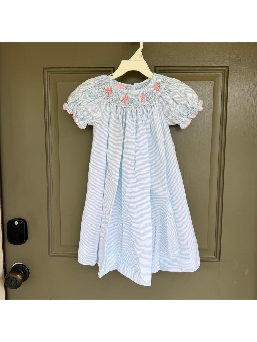 Petit Bebe Blue Smocked Bishop Dress Size 3